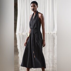Zara Black Halter Midi Dress Medium